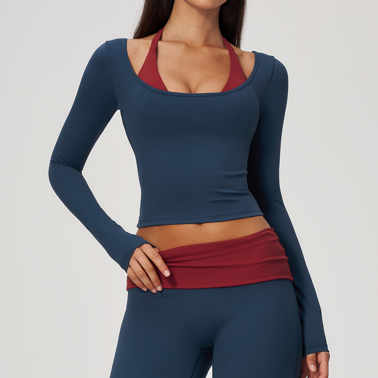 Crop Top Crochet - Camiseta de yoga 2 en 1