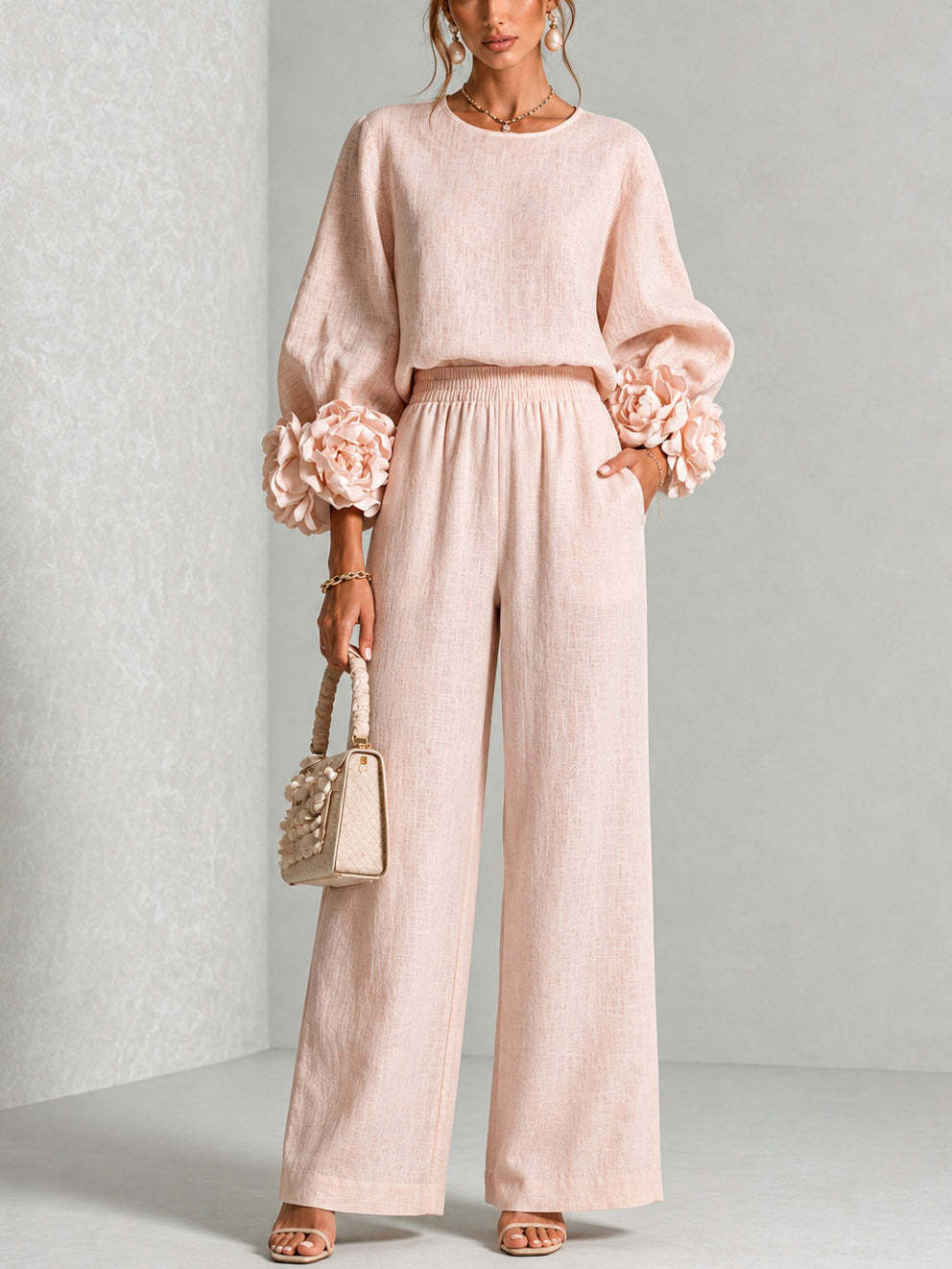 Linen Pant Wide - Conjunto de dos piezas de lino