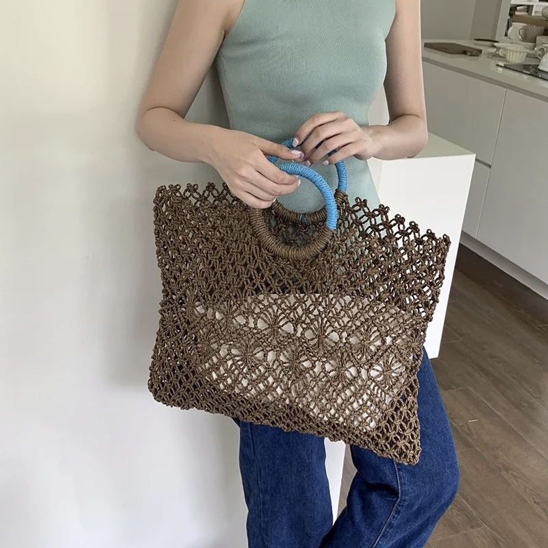 Bolso de mano de paja tejido B - Tote Bag Beach reseña y precio