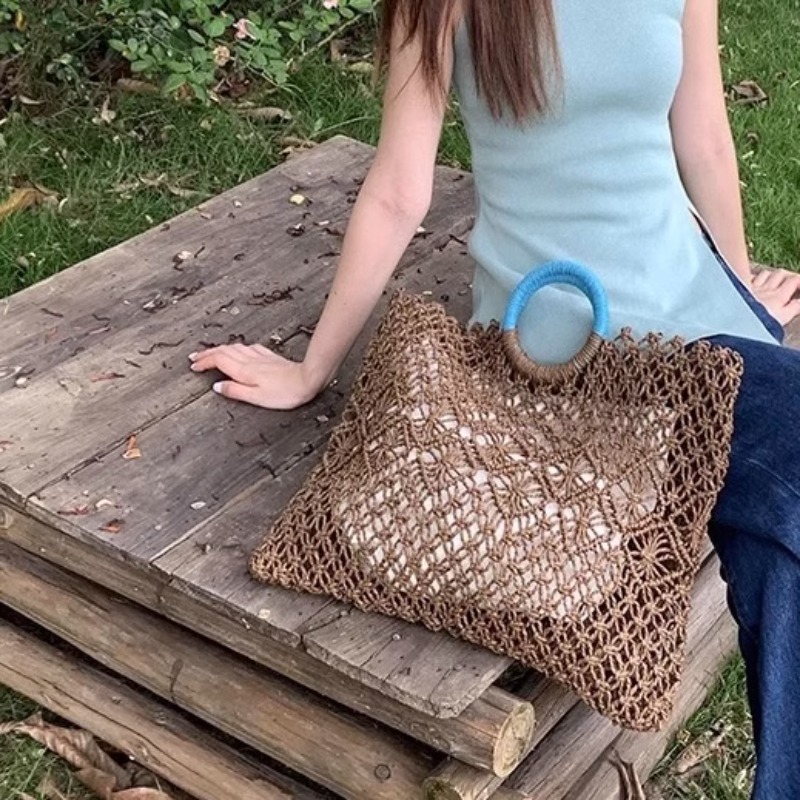 Bolso de mano de paja tejido B - Tote Bag Beach reseña y precio