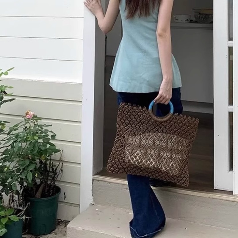 Bolso de mano de paja tejido B - Tote Bag Beach reseña y precio