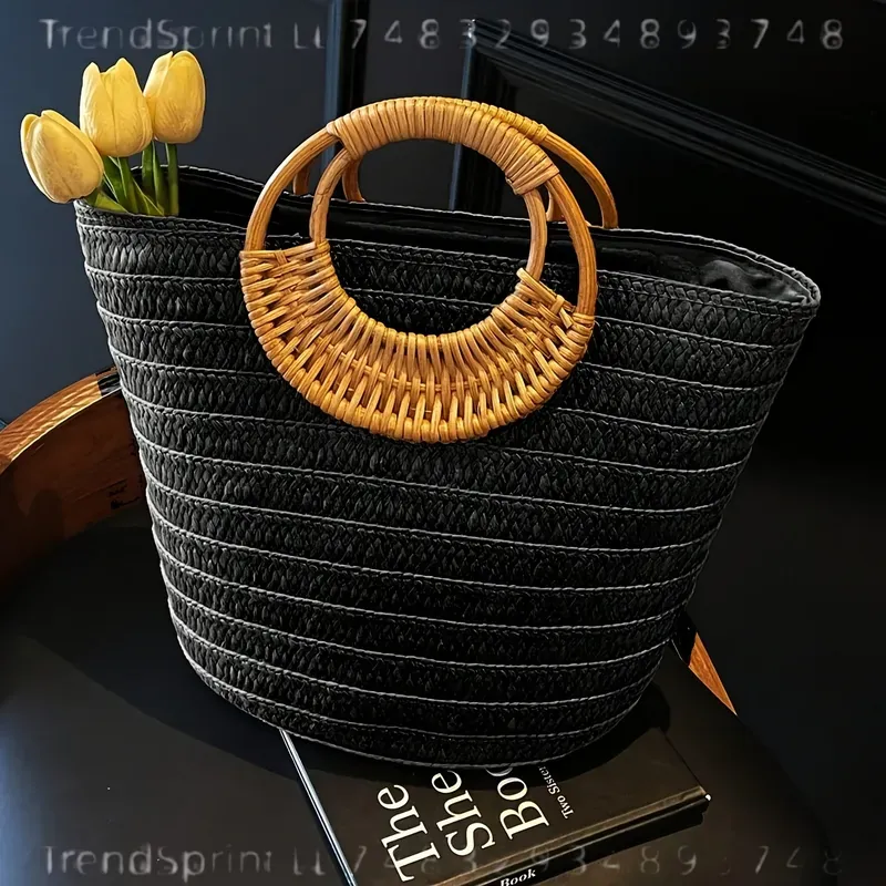 Bolso de mano de papel tejido  - Tote Bag Beach reseña y precio