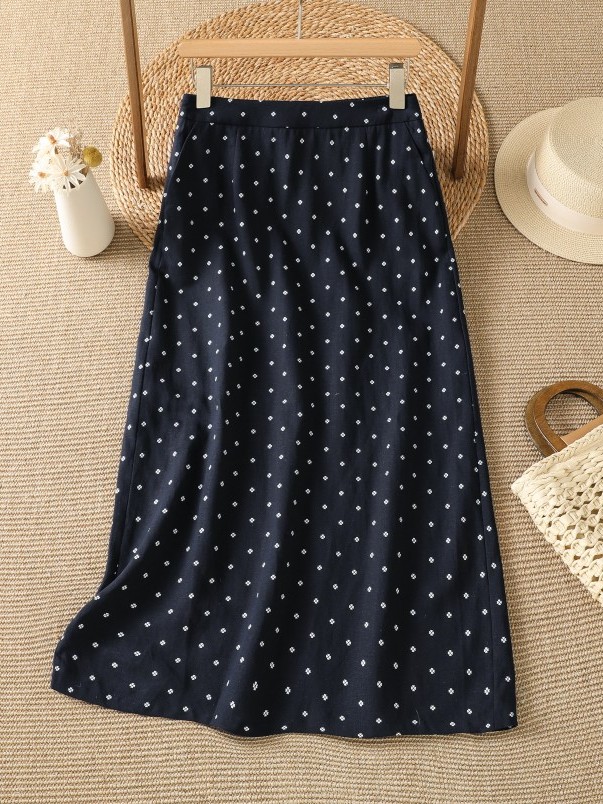 Falda midi de cintura alta con - Midi Skirt Floral reseña y precio